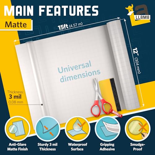 Matte Self Adhesive Laminating Roll 12” x 15ft - 3 MIL Matte Clear Laminate Vinyl Roll for Stickers