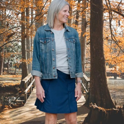 BANDI Pocketed Skirt - Women's Everyday Skirt with Pockets, UPF 50, 4-Way Stretch, Lightweight, Wrinkle-Free – Made in USA - color: Navy, size: Medium