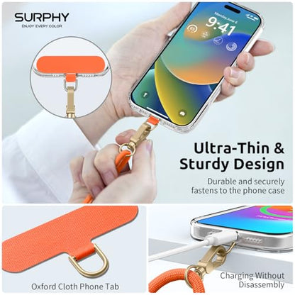 SURPHY Phone Lanyard Crossbody, Phone Strap Crossbody with 2 Tether Tabs - color: Orange