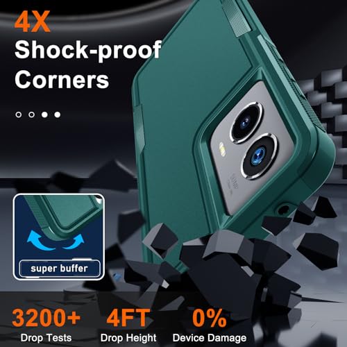 Case Compatible with Moto G Stylus 5G 2024, Full Body Heavy Duty Rugged Shockproof Protective Phone Cover with Lanyard Strap, Tempered Glass Screen Protector, Dark Green | with Tempered Glass Screen Protector+Lanyard Strap,Rugged Shockproof Protective Pho