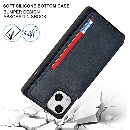 Cavor for iPhone 14 Wallet Case with Card Holder for Women, Blue - color: B-Blue