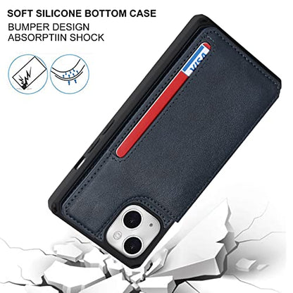 Cavor for iPhone 14 Wallet Case with Card Holder for Women, Blue - color: B-Blue