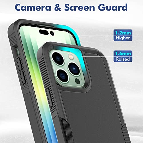 Heavy‑Duty Rugged Anti‑Drop Shockproof Protective Phone Case for iPhone 14 Pro Max, Durable Protective Shell, Black - color: Black, size: iPhone 14 Pro Max