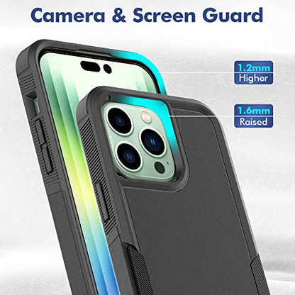 Heavy‑Duty Rugged Anti‑Drop Shockproof Protective Phone Case for iPhone 14 Pro Max, Durable Protective Shell, Black - color: Black, size: iPhone 14 Pro Max