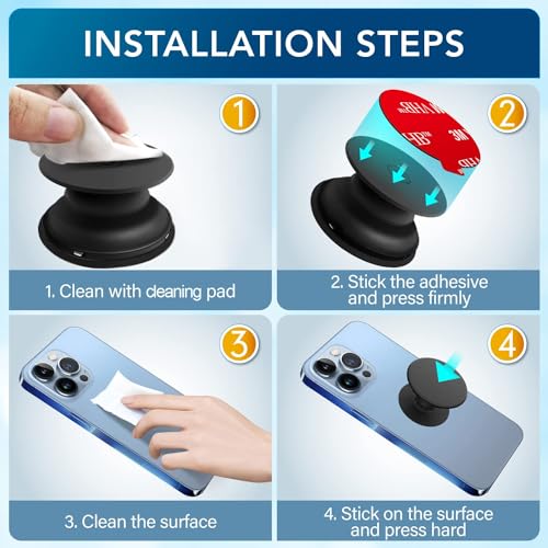 volport Sticky Adhesive Pads for Pops Socket Base: 5 Pcs 1.38" Strong Round Double Sided Replacement Sticker for Collapsible Phone Grip Stand, Very High Bond Tape for iPhone Popgrips Mount