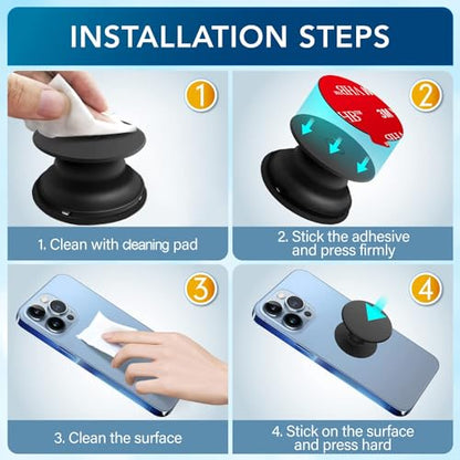 volport Sticky Adhesive Pads for Pops Socket Base: 5 Pcs 1.38" Strong Round Double Sided Replacement Sticker for Collapsible Phone Grip Stand, Very High Bond Tape for iPhone Popgrips Mount