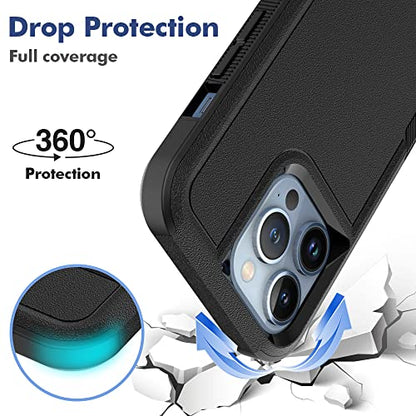 Heavy‑Duty Rugged Anti‑Drop Shockproof Protective Phone Case for iPhone 13 Pro, Durable Protective Shell, Black - color: Black, size: iPhone 13 Pro