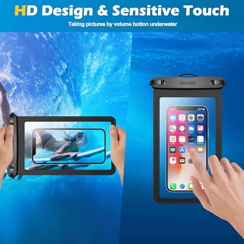 4 Pack 10.5“ Large Waterproof Phone Pouch - Underwater Clear Cell Holder - Universal Water Proof Dry Bag with Neck Lanyard for iPhone 16 Pro Max Samsung Galaxy with Heavy Case for Beach Swimming Pool - color: 4 Green