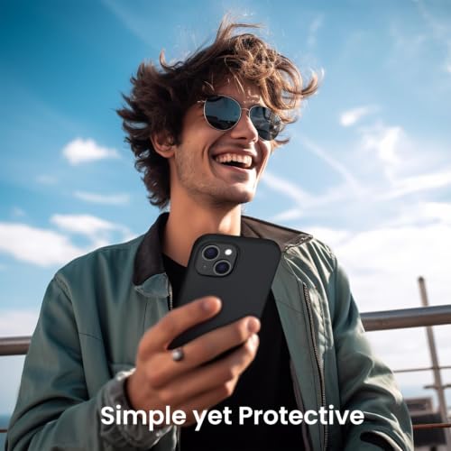 ORNARTO Compatible with iPhone 15 Case 6.1, Slim Liquid Silicone 3 Layers Full Covered Soft Gel Rubber Phone Case, Anti-Scratch Shockproof Protective Cover 6.1 Inch, Black | Slim - color: Black