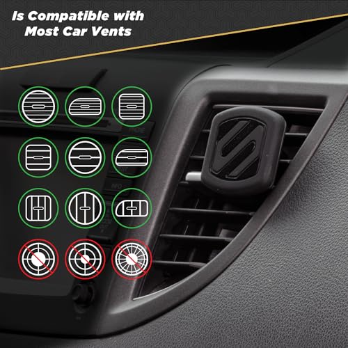 Scosche MAGVM2B MagicMount Magnetic Cell Phone Stand, Hands-Free Cellphone Holder for Car Vent Phone Mount Compatible with iPhone, Samsung and all Mobile Android Phones, Not Compatible with MagSafe - size: 1 Pack, style: Vent