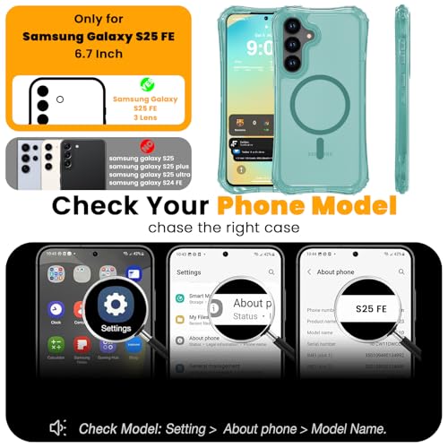 WRJ Magnetic Clear for Samsung Galaxy S26 FE Case,Samsung S25 FE Case [Fit for MagSafe][Military Grade Drop Protection] Translucent Shockproof Protective Phone Case-Jade Green - color: Jade Green, style: Transparent
