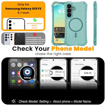 WRJ Magnetic Clear for Samsung Galaxy S26 FE Case,Samsung S25 FE Case [Fit for MagSafe][Military Grade Drop Protection] Translucent Shockproof Protective Phone Case-Jade Green - color: Jade Green, style: Transparent