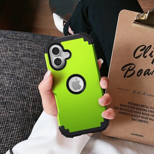 IDweel for iPhone 17 Case with Screen Protector for Women, 3 in 1 Shockproof Slim Fit Hybrid Heavy Duty Hard PC Cover Soft Silicone Bumper Full Body Anti-Fingerprint Case, Green/Black - color: Green/Black