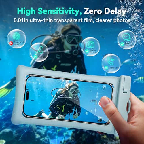 Floating Waterproof Phone Pouch 2 Pack - Dual Floatable Airbags Up to 7.2", IPX8 Waterproof Phone Dry Bag with Lanyard for Beach, for iPhone 17 16 15 Samsung Galaxy Etc., Black + Gray Blue - color: Black + GrayBlue