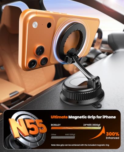 Magnetic Car Phone Holder, for MagSafe Car Mount Nano Gel Suction - color: Blue