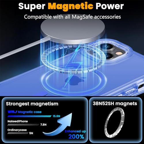 WRJ Magnetic Matte for iPhone 13 Case,iPhone 14 Case,[Compatible with MagSafe][Military Grade Drop Protection] Translucent Anti-Fingerprint Full Body Shockproof Phone Case-Ultramarine - color: Ultramarine, style: Matte