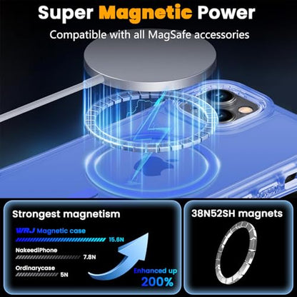 WRJ Magnetic Matte for iPhone 13 Case,iPhone 14 Case,[Compatible with MagSafe][Military Grade Drop Protection] Translucent Anti-Fingerprint Full Body Shockproof Phone Case-Ultramarine - color: Ultramarine, style: Matte