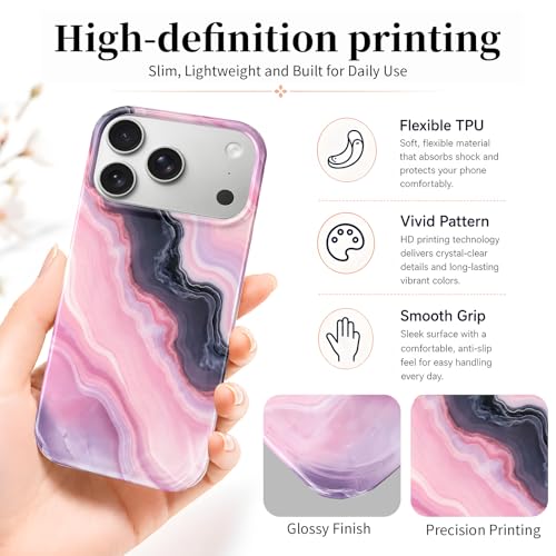 Case Compatible with iPhone 17 Pro Max, 2025 Anti-Yellow Ultra Transparent Soft TPU Phone Case, Shockproof Anti-Slip Slim Lightweight Full Coverage Protective (Marble Pattern 5) - color: Marble pattern 5