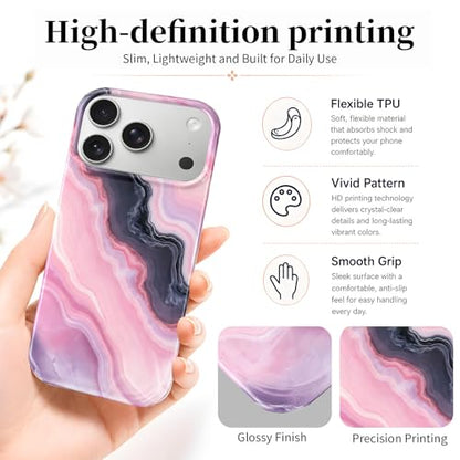 Case Compatible with iPhone 17 Pro Max, 2025 Anti-Yellow Ultra Transparent Soft TPU Phone Case, Shockproof Anti-Slip Slim Lightweight Full Coverage Protective (Marble Pattern 5) - color: Marble pattern 5