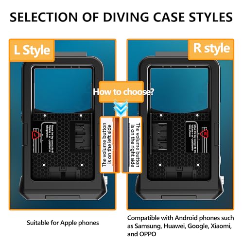 UECHCASES Universal Diving Phone Case for 5.4"-6.9", 15m/50ft Professional Underwater Housing with Vacuum Valve, Physical Shutter, 1/4" Tripod Mount (Black, for Android Right-Side Button) - color: Black