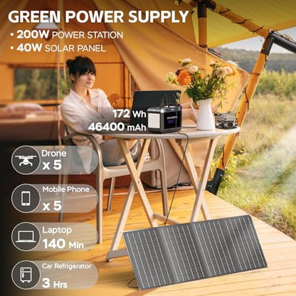 MARBERO 172Wh Solar Generator with Panels Included Solar Panel Kit 40W - color: Purple Black