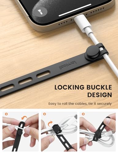 Lamicall Silicone Cord Organizer Ties + Cell Phone Stand