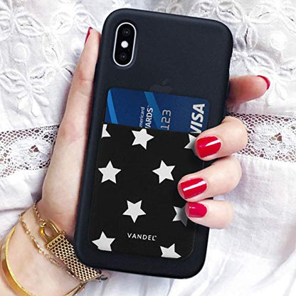 VANDEL Stick-On Fabric Phone Wallet for Women, Cute Credit Card Holder | Stylish Credit Card Holder for Phone Case, Stick On Back of Phone Fabric Sleeve for iPhone Pocket - color: Star Print