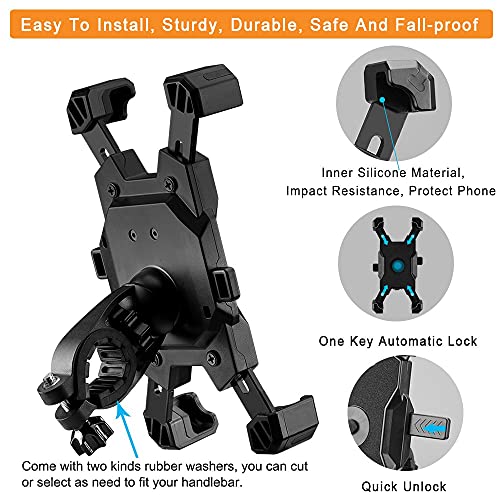 2026 Upgraded Bike Phone Mount, Easy Install and Quick Release Bicycle - Motorcycle Handlebar Phone Mount, Bike Phone Holder for iPhone and More 4.7-6.8 inch Cell Phone - size: Handlebar