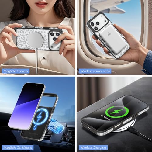 SkyEagle Compatible with MagSafe iPhone 17 Pro Max Wallet Case,Leopard-White - color: Leopard-White, size: iPhone 17 Pro Max - 6.9"