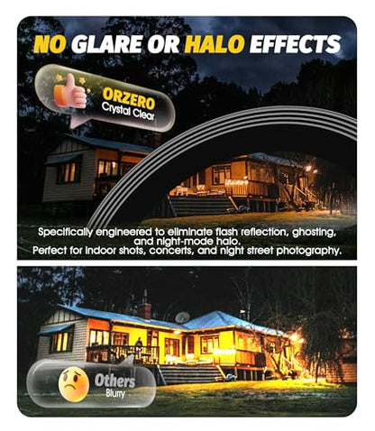 (3 Sets) Orzero Camera Lens Protector Compatible for iPhone 17 Pro&17 Pro Max&16 Pro&16 Pro Max&15 Pro&15 Pro Max&14 Pro&14 Pro Max, [EZ Install] [Case-Friendly] 9H Tempered Glass CD Pattern Lens Cover, Military-Grade Shockproof, HD Clarity Anti-Glare - B