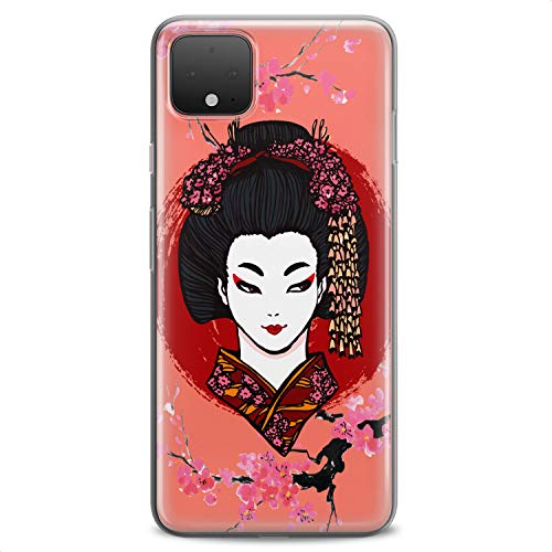 TPU Case Compatible for Google Pixel 9 8 Pro 7a 6a 5a XL 4a 5G 2 XL 3 XL 3a Japan Beauty Soft Sacura Cute Design Print Flexible Silicone Slim fit Flowers East Geisha Makeup Clear Blossom - color: Japan Beauty