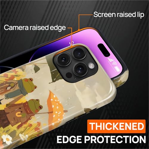 Magnetic for iPhone 15 Pro Case,[Compatible with Magsafe] Dual Layer Protective Heavy Duty Shockproof Rugged Drop Protection Bumper Hybrid Case - Rain Frog and Toad - color: Rain Frog and Toad, size: iPhone 15 Pro