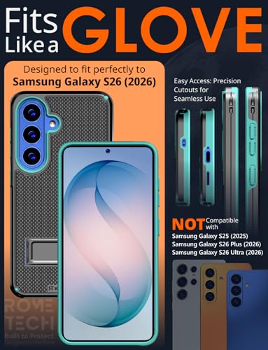Designed for Samsung Galaxy S26 Case with Belt Clip Holster | Rugged Cover with Strong Magnet & Kickstand Heavy Duty Combo - Black & Green - color: Black & Green