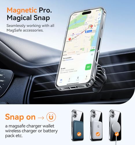 CANSHN Magnetic for iPhone 16 Case Clear, Upgraded [Full Camera Protection] [Compatible with Magsafe] Non-Yellowing Protective Shockproof Bumper - Clear - color: Clear, size: iPhone 16 (6.1 Inch,2 Lens)