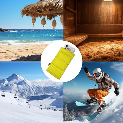 Thermal Phone Case Prevent OVERHEATING in The Sun, Cellphone Pouch for Camping Prevents Freezing, Extends Battery Life, Outdoor Warm Cover Bags for iPhone,Samsung Galaxy Yellow - color: Yellow