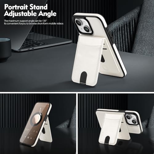 Shieldtop Compatible with MagSafe iPhone 14 Wallet Case,White | 2 in 1 Detachable Magnetic,Credit Card Holder Slots,RFID Blocking,PU Leather,Kickstand,Flip Folio Phone Cover for Men & Women - color: White, size: iPhone 14 6.1"