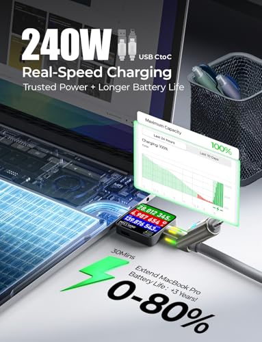 LISEN Chubby 4 in 1 Charging Cable (6.6FT) with Light, 240W Fast Charging Cable, USB A/C to C/Lightning Multi Charging Cable for iPhone 16 15 14 13 12 Pro Max, MacBook, iPad, Samsung, Black - color: Black, size: 6.6FT