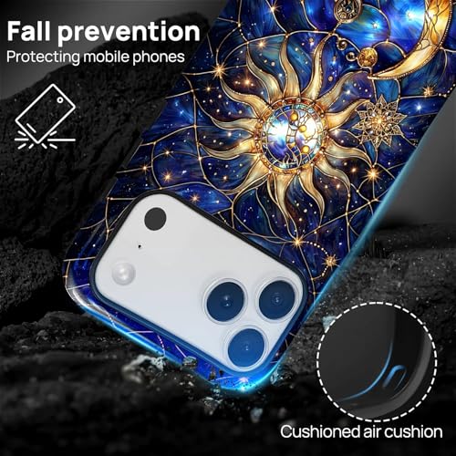 Case Compatible with iPhone 17 Pro Max, Cute Dual Layer Hybrid Phone Cover, Military Grade Drop Protection, Aesthetic Shockproof Phone Case for Women Girls, Galaxy Sun Moon - color: Galaxy Sun Moon, size: Iphone 17 Pro Max
