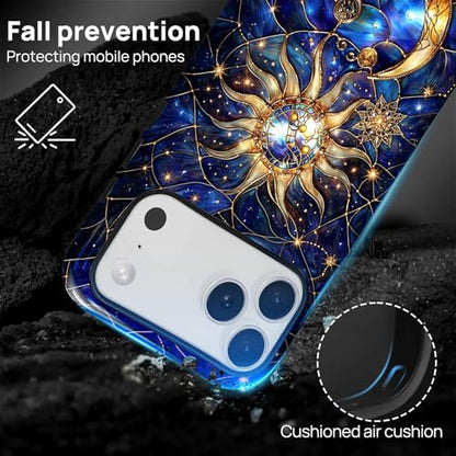 Case Compatible with iPhone 17 Pro Max, Cute Dual Layer Hybrid Phone Cover, Military Grade Drop Protection, Aesthetic Shockproof Phone Case for Women Girls, Galaxy Sun Moon - color: Galaxy Sun Moon, size: Iphone 17 Pro Max