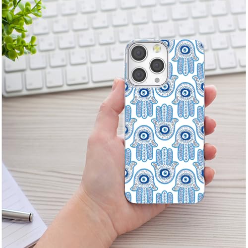 for iPhone 14 Pro Max Case for Women Girl, Full Protective Shockproof Slim Soft TPU Clear Phone Cover Cases Design for iPhone 14 ProMax,Cool Magic Blue Golden White Turkey Evil Eye Hamsa Eye - color: Blue Golden White Evil Eye Hamsa Eye