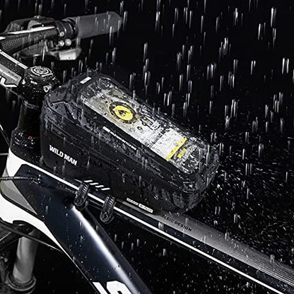 WILD MAN 1L Quick Release Waterproof Bycicle Front Frame Bike Bag Bike Phone Holder with Touch Screen Top for Mountain Road Bike MTB Cycling - color: Red