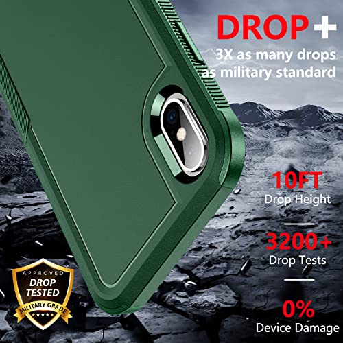 SPIDERCASE for iPhone Xs Max Case, [10 FT Military Grade Drop Protection] [2 pcs Tempered Glass Screen Protector] Shockproof Airbag Cushion Protective Case for iPhone Xs Max 6.5” (Dark Green) - color: Dark Green