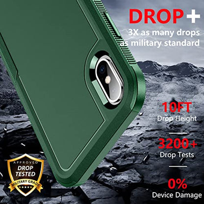 SPIDERCASE for iPhone Xs Max Case, [10 FT Military Grade Drop Protection] [2 pcs Tempered Glass Screen Protector] Shockproof Airbag Cushion Protective Case for iPhone Xs Max 6.5” (Dark Green) - color: Dark Green