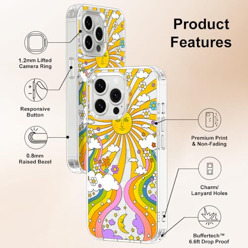 MOSNOVO Compatible with Magsafe Designed for iPhone 13 Pro Case, [Buffertech 6.6 ft Drop Impact] Shockproof TPU Protective Bumper with Hard Back 70's Psychedelic Groovy Art Phone Case - Clear - color: 70's Psychedelic Groovy Art, size: iPhone 13 Pro