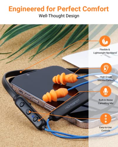 Bluetooth Work Headphones, OSHA-Compliant, 27dB NRR, 24H Playtime - color: Blue with Orange