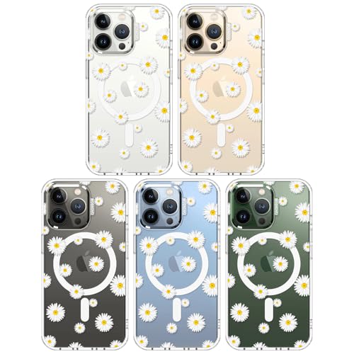 MOSNOVO Case for iPhone 13 Pro, [Compatible with Magsafe] [Buffertech 6.6ft Military-Grade Drop Protection] [Anti Peel Off Tech] Clear Phone Case Design - White Daisy - color: White Daisy, size: iPhone 13 Pro