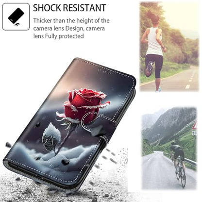 Case Wallet for Samsung Galaxy A14 5G, Snow Rose | Kickstand, 3 Card Holder, Shockproof TPU Interior Shell, PU Leather, Magnetic Flip Cover, Lanyard Strap - color: Pic:03