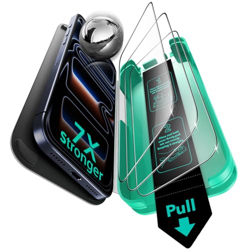 ESR 3 Pack for iPhone 17 Pro Max Screen Protector, Armorite | 7X Impact Absorption, 9H+ Tempered Glass, Easy One-Pull Installation, Full-Coverage Protection, UltraFit Tray, Bubble-Free - size: iPhone 17 Pro Max 6.9 inch
