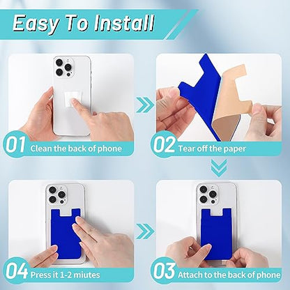 SHANSHUI Phone Card Holder, Phone Wallet Stick on Business Card Holder Pocket Compatible for iPhone 11 Pro and Most Smartphones - 5PCS - color: Dark-Blue+Black+White+Grey+Pink