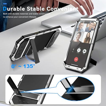 Lunivop Compatibility with iPhone Air Case 6.5'' 2025 Heavy Duty with Built in Screen Protector Lens Protection Rugged Stand 360 Full Body Military Grade Metal Bumper Phone Cases Men 17 Air Silver - color: Silver, size: iPhone 17 Air 6.5 2025